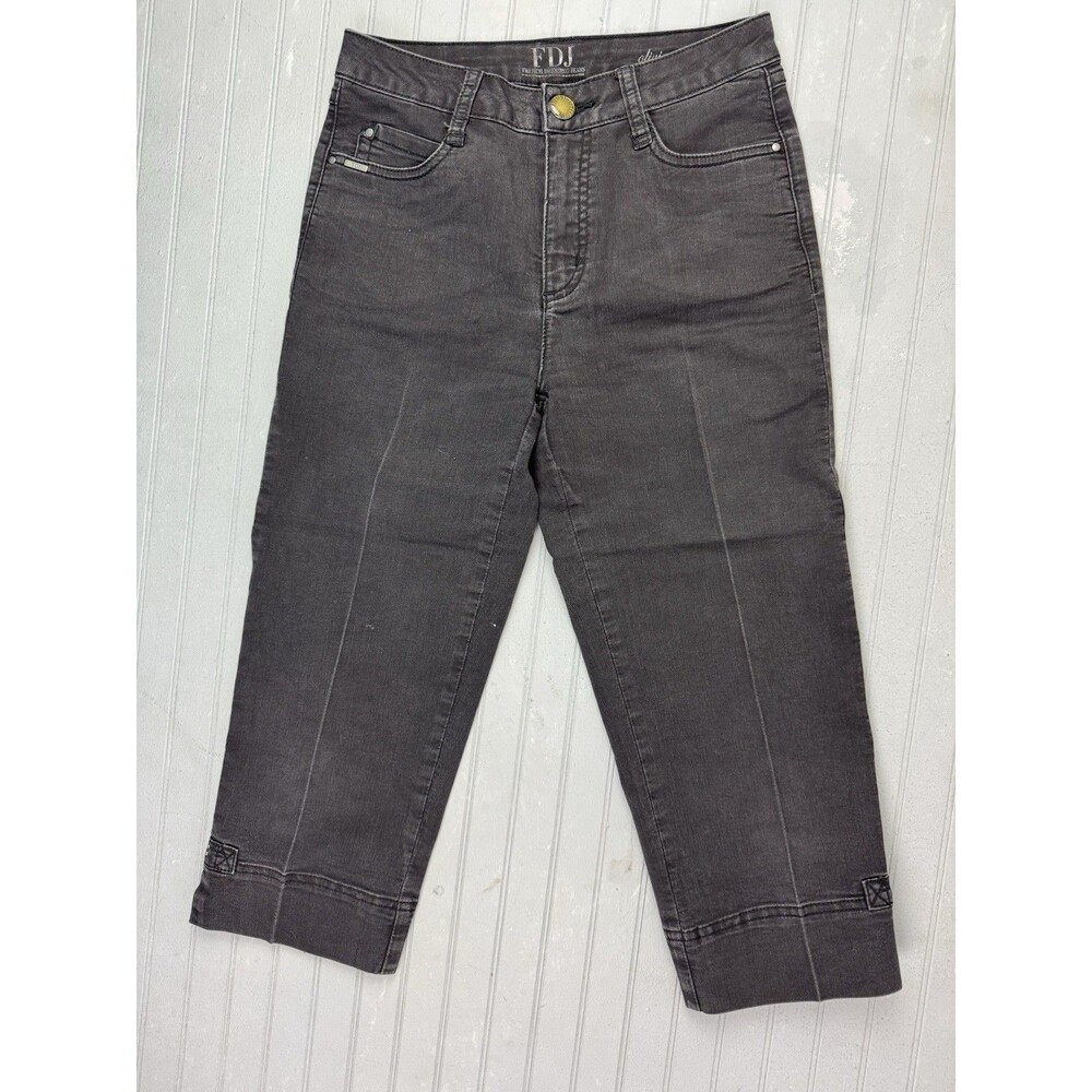 French Dressing Size 2 Womens Jeans Black Olivia Crop Mid Rise Stretch Bling